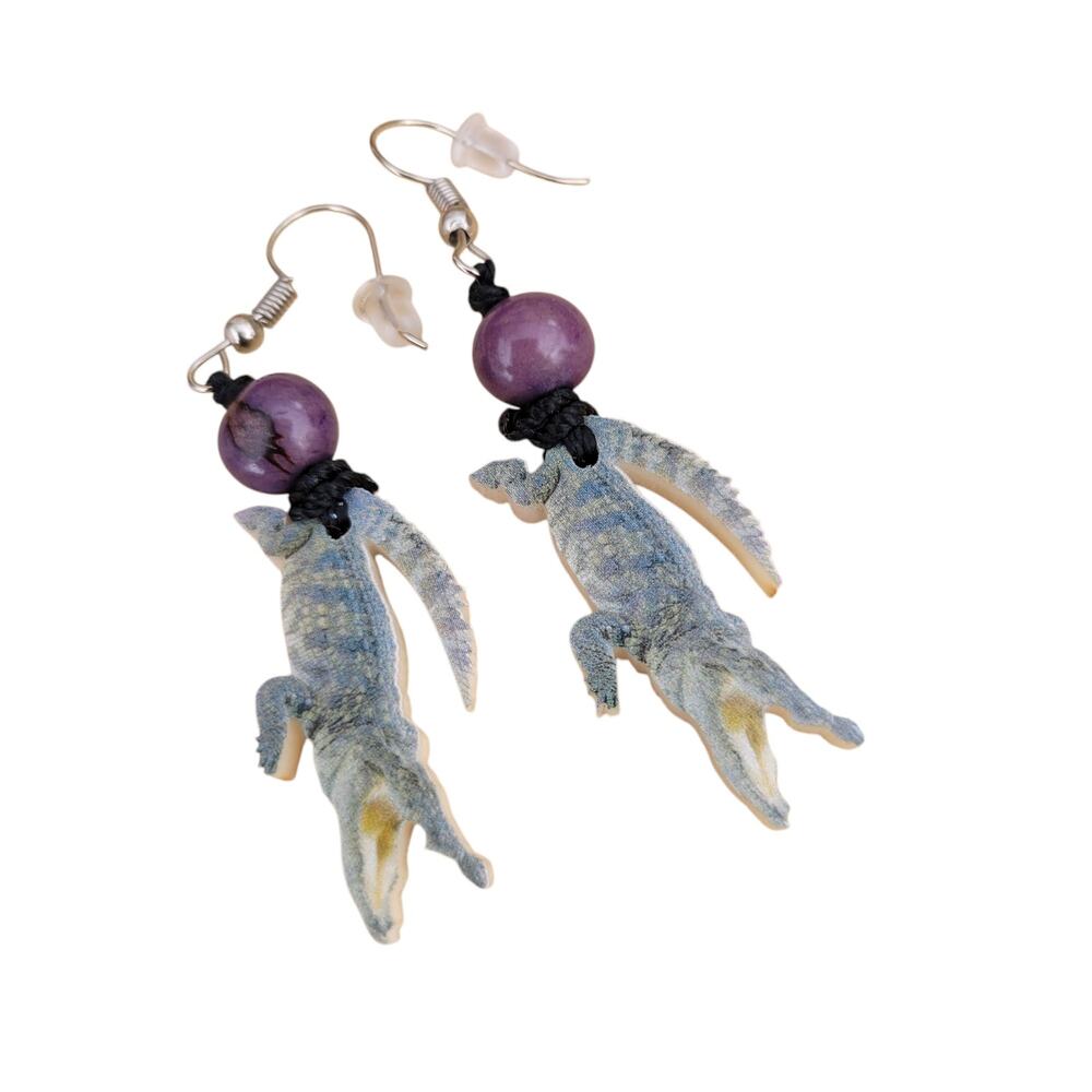 Everglades Alligators tagua earrings by Allie tropical nature jewelry